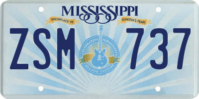 MS license plate ZSM737