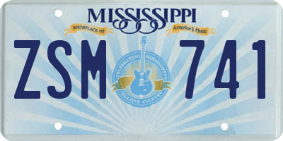 MS license plate ZSM741