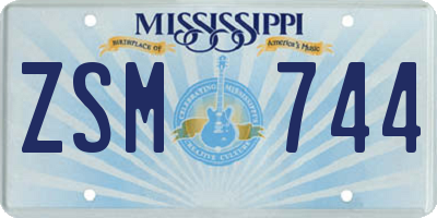 MS license plate ZSM744
