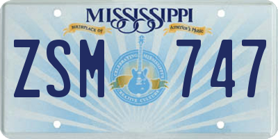 MS license plate ZSM747