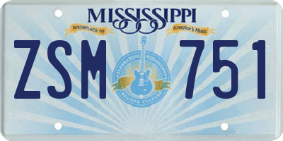 MS license plate ZSM751