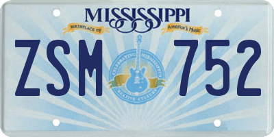 MS license plate ZSM752