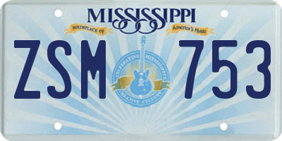 MS license plate ZSM753