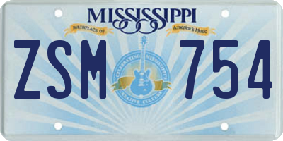 MS license plate ZSM754