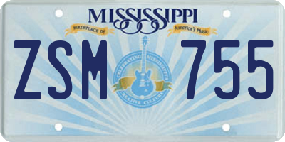 MS license plate ZSM755