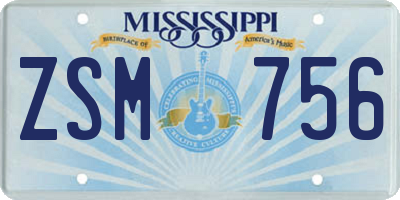 MS license plate ZSM756