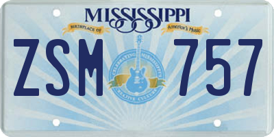 MS license plate ZSM757