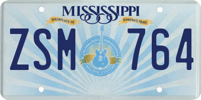 MS license plate ZSM764