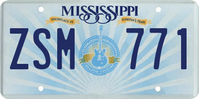 MS license plate ZSM771