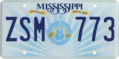 MS license plate ZSM773