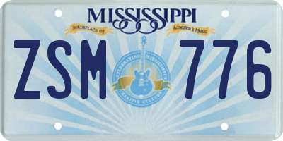 MS license plate ZSM776