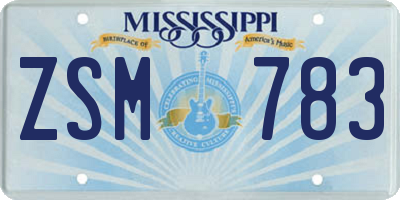 MS license plate ZSM783