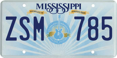 MS license plate ZSM785
