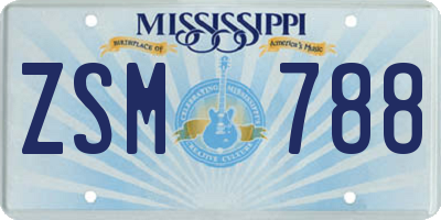 MS license plate ZSM788