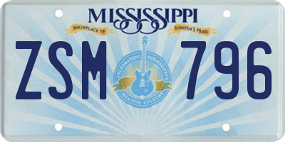 MS license plate ZSM796