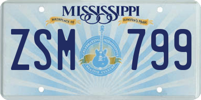MS license plate ZSM799