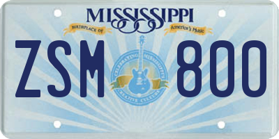 MS license plate ZSM800