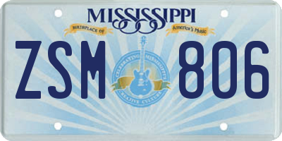MS license plate ZSM806