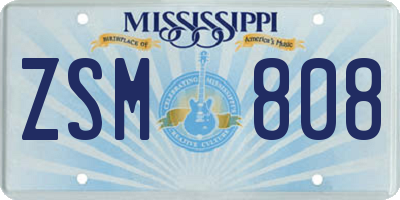MS license plate ZSM808