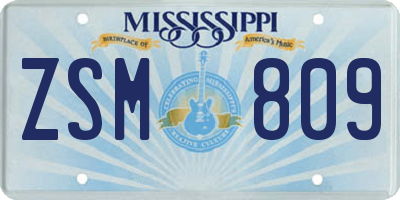 MS license plate ZSM809