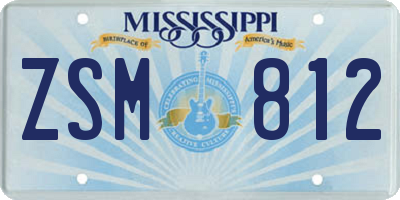 MS license plate ZSM812