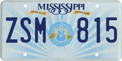 MS license plate ZSM815