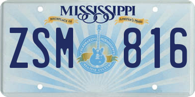 MS license plate ZSM816
