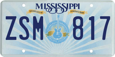 MS license plate ZSM817