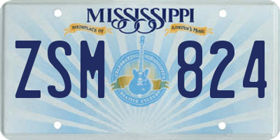 MS license plate ZSM824