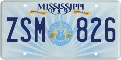 MS license plate ZSM826