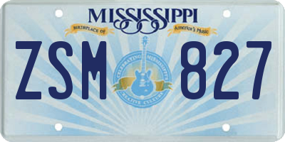 MS license plate ZSM827