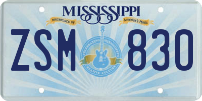 MS license plate ZSM830