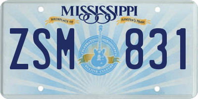 MS license plate ZSM831