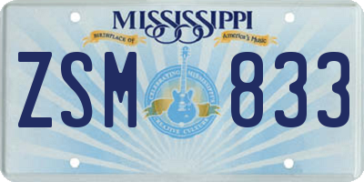 MS license plate ZSM833