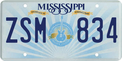 MS license plate ZSM834