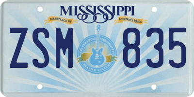 MS license plate ZSM835