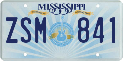 MS license plate ZSM841