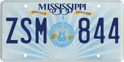 MS license plate ZSM844