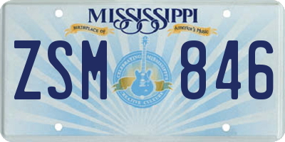 MS license plate ZSM846