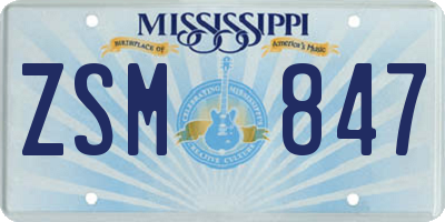 MS license plate ZSM847