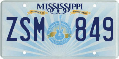 MS license plate ZSM849