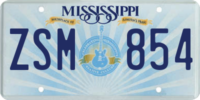 MS license plate ZSM854