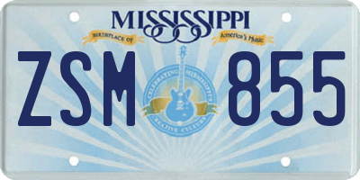 MS license plate ZSM855