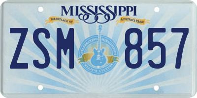 MS license plate ZSM857