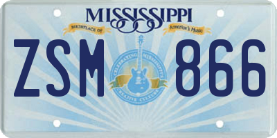 MS license plate ZSM866
