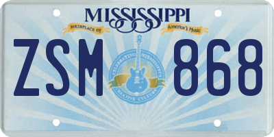 MS license plate ZSM868