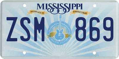MS license plate ZSM869