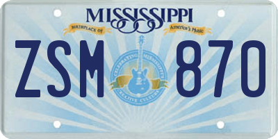 MS license plate ZSM870