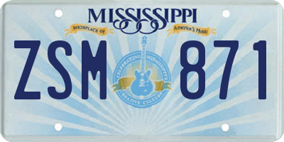 MS license plate ZSM871