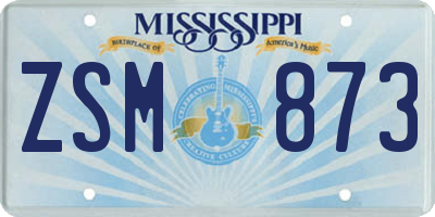 MS license plate ZSM873